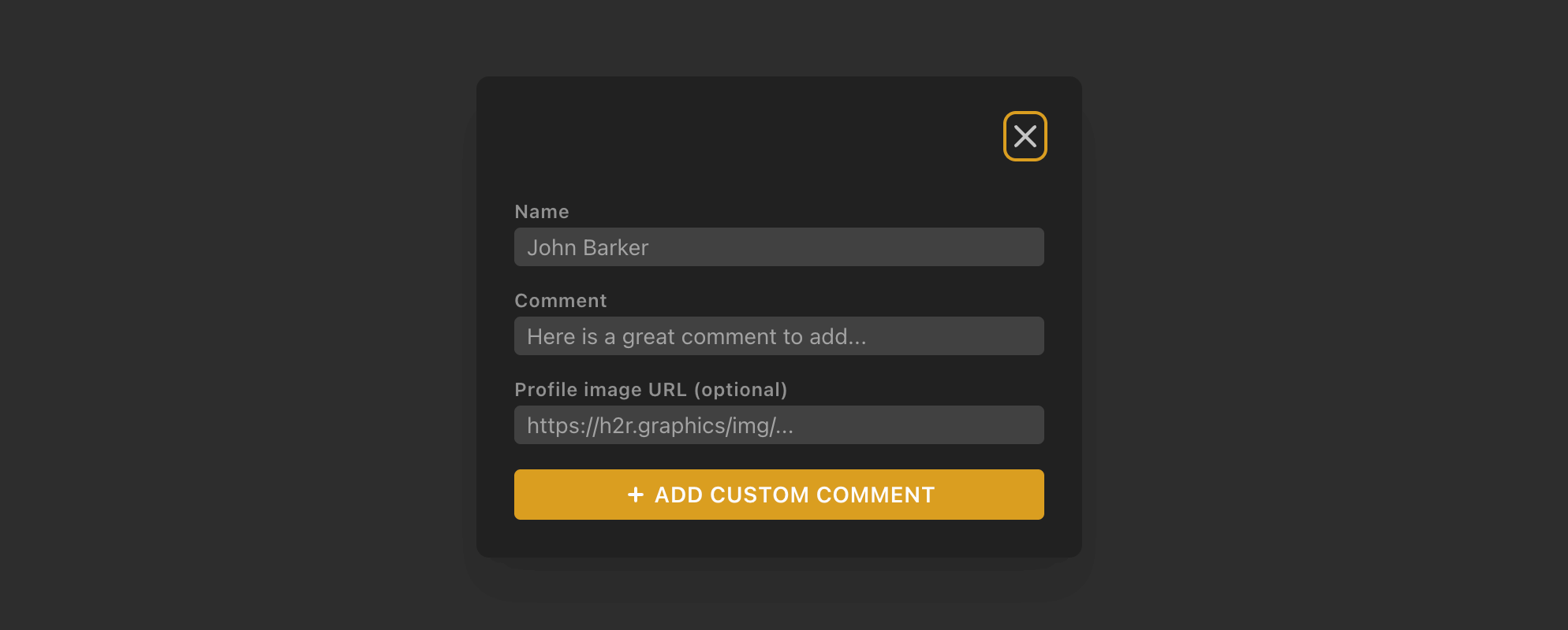 Adding a custom comment