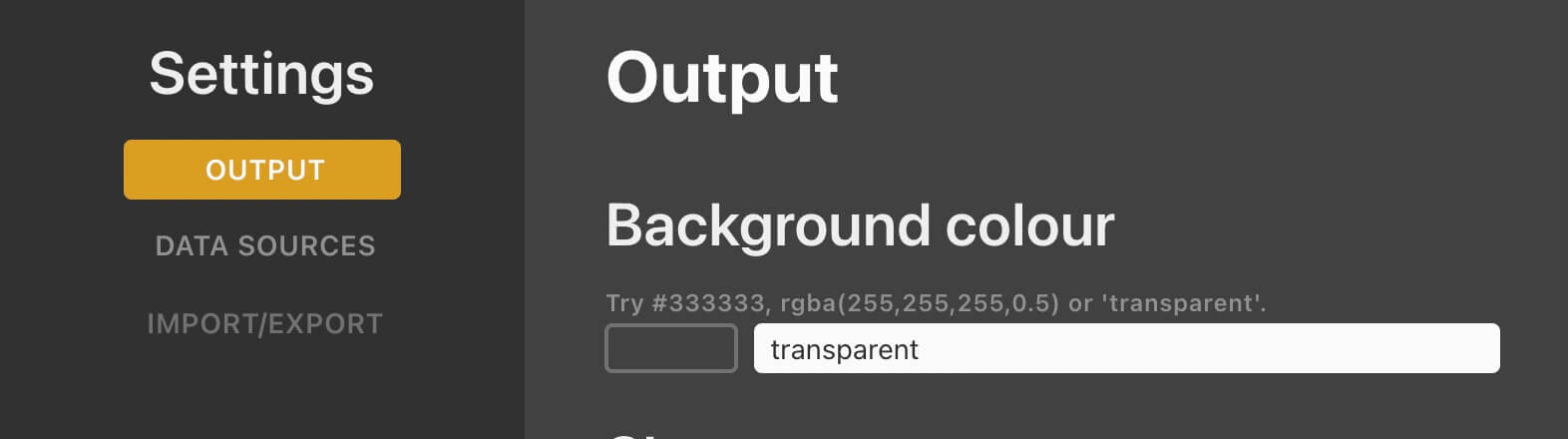 Changing the output's background colour