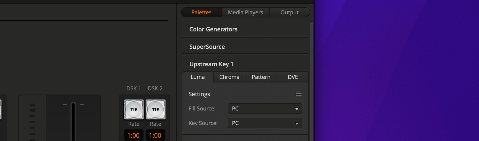 Upstream Key 1 - Luma tab