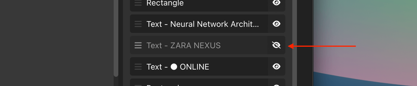 Hiding and showing items