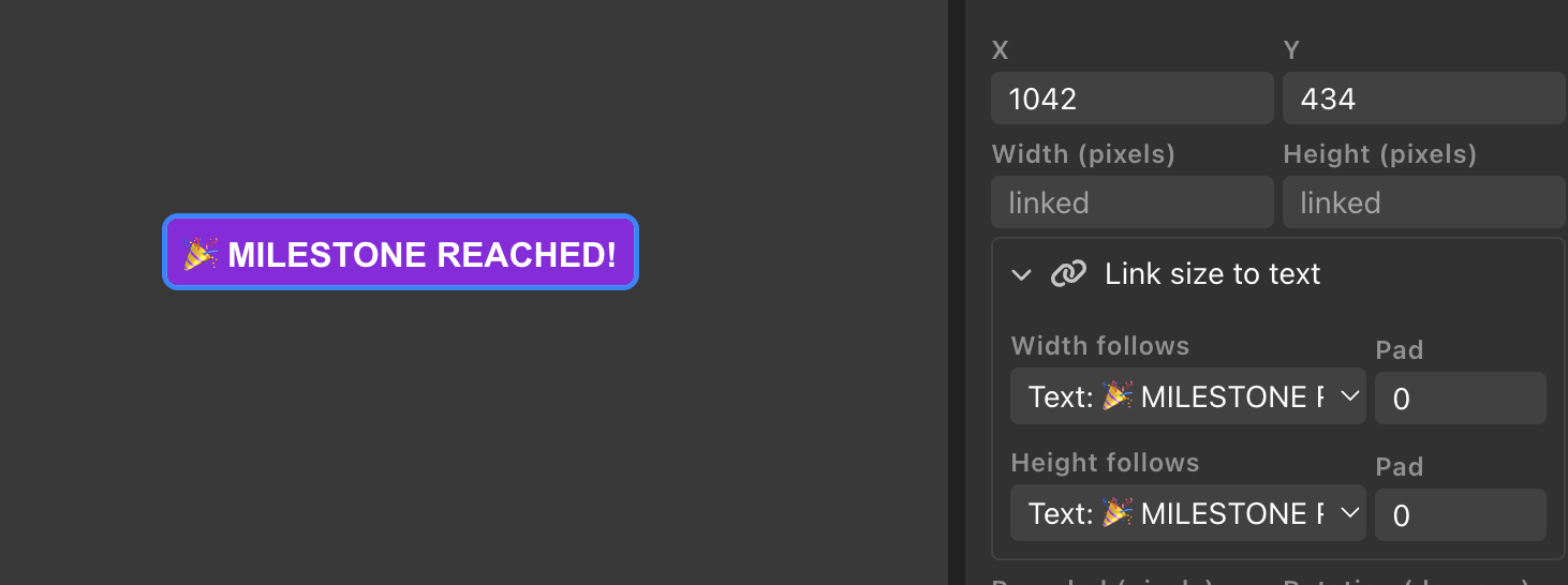 Linking a rectangle's size to a text item