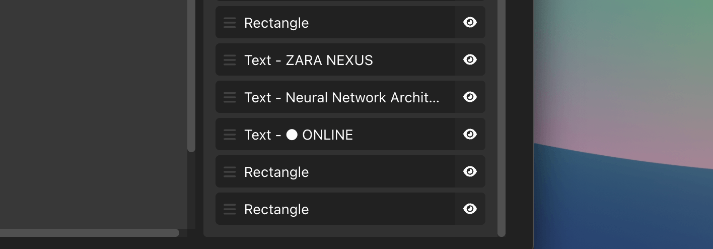 Layer list in the sidebar
