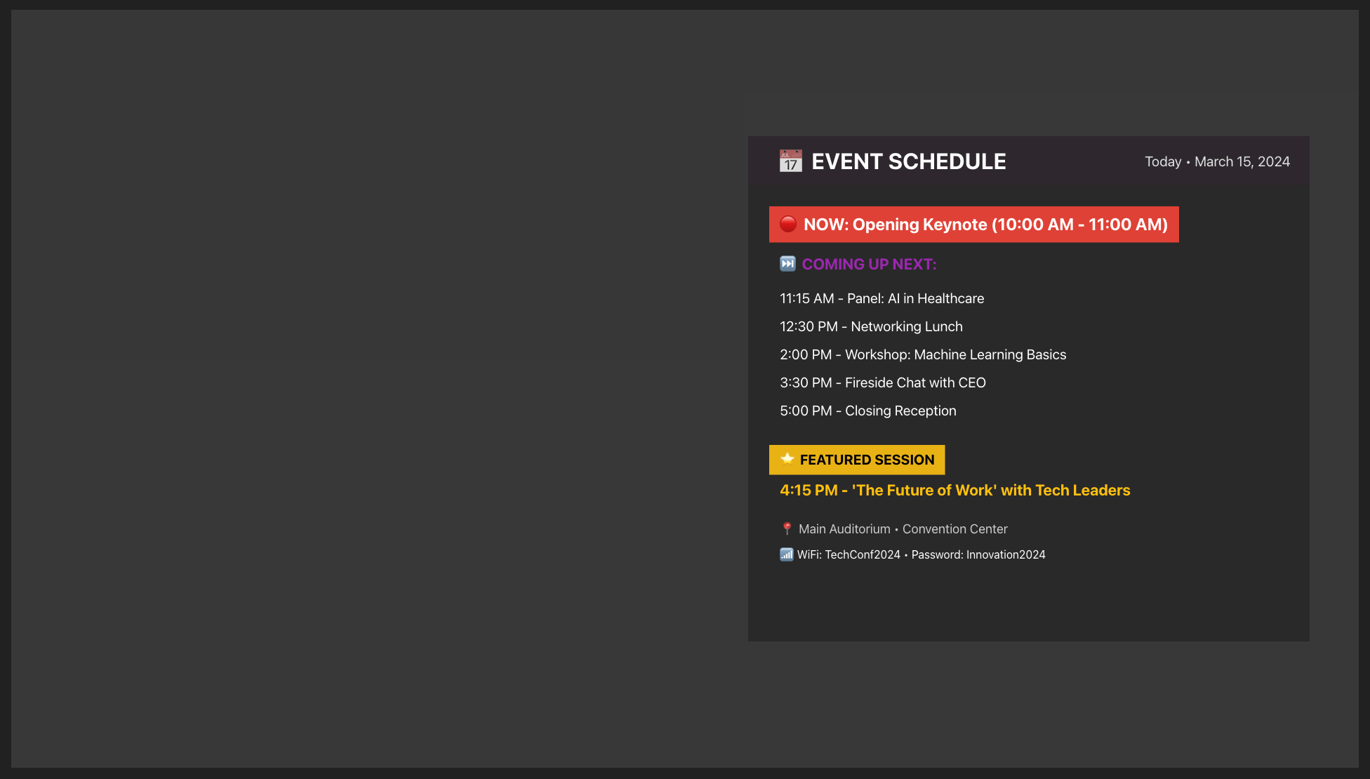Panel template example