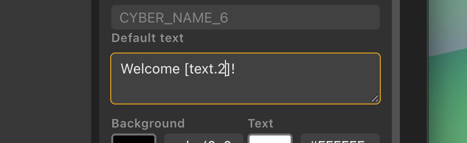 Text with variable replacement