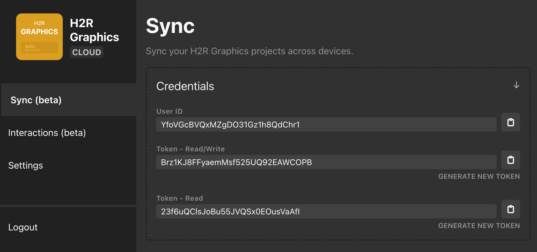 Cloud Sync credentials