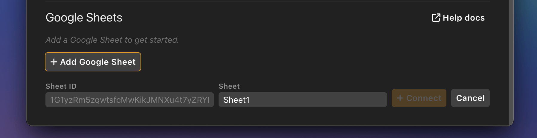 Adding a Google Sheet