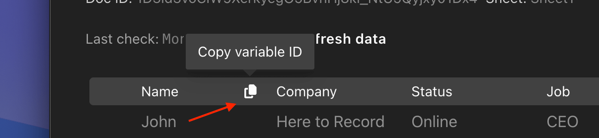Coping a variable ID