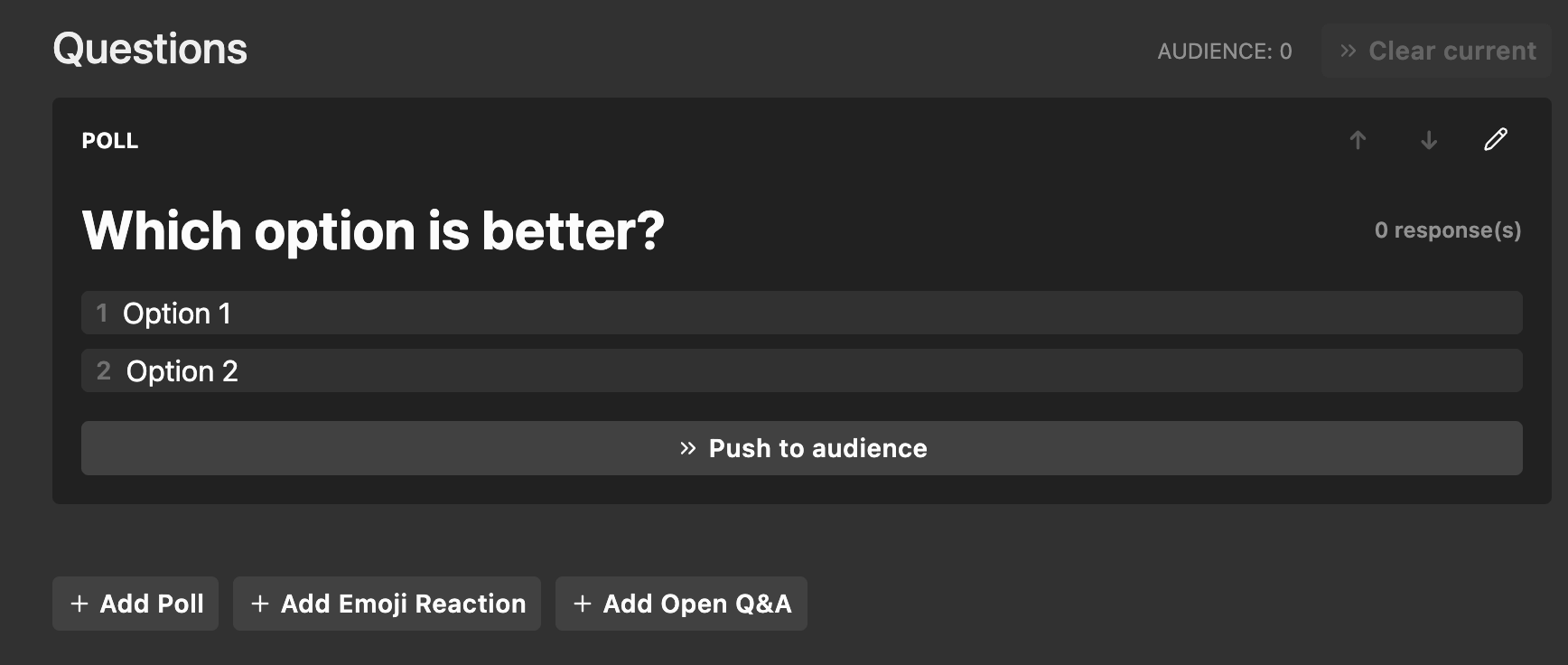 Adding questions