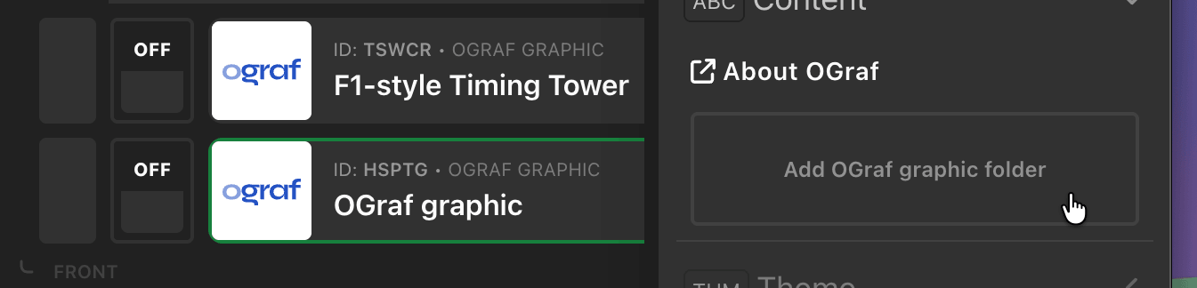 The Add OGraf graphic folder button